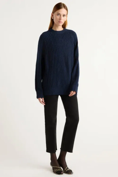 Modern Citizen Roylene Ribbed Boyfriend Sweater In Blue