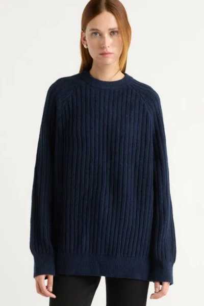 Modern Citizen Roylene Ribbed Boyfriend Sweater In Blue