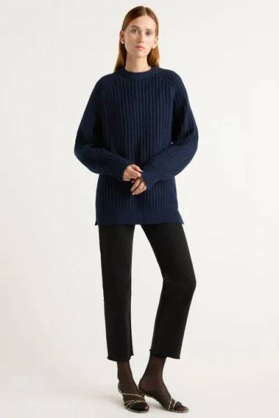 Modern Citizen Roylene Ribbed Boyfriend Sweater In Blue