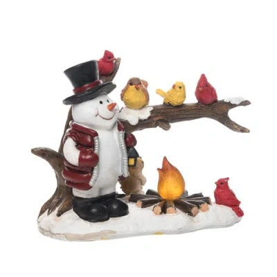 Transpac Multicolor Christmas Snowman And Birds Light Up Figurine In Multi