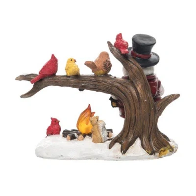 Transpac Multicolor Christmas Snowman And Birds Light Up Figurine In Multi