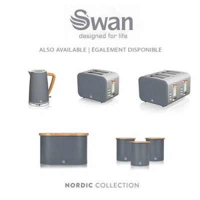 Swan Nordic 2 Slice Toaster In Gray