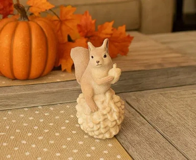 Transpac Resin Multicolor Harvest Squirrel Figurine In White