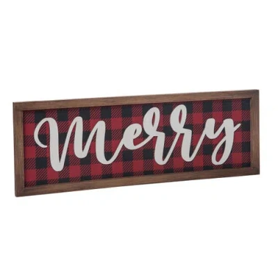 Transpac Wood Multicolored Christmas Buffalo Plaid Decor In Multi