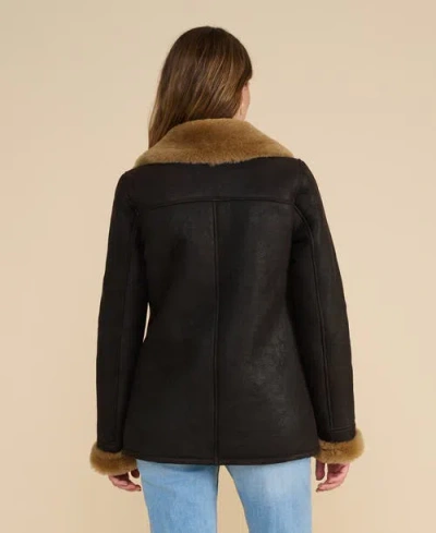 Furniq Uk Chelsea Shearling Peacoat In Brown