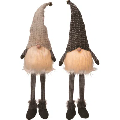 Transpac Plush Xmas Gnome Sitter Set Of 2 Christmas Decorations In Multi