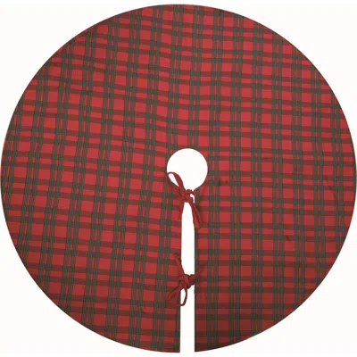 Transpac Multicolor Christmas Traditional Plaid Tree Skirt Festive Decor In Red