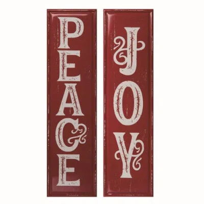 Transpac Metal Joy Peace Wall Decor Set Of Two Christmas Decorations In Multi