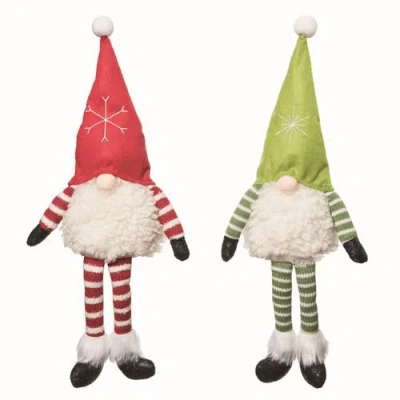 Transpac Christmas Plush Gnome Sitter Set Of Two Home Decorations In Multi