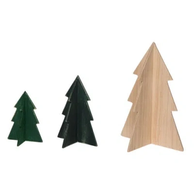 Transpac Multicolor Christmas Dimensional Trees Set Of 3 Decorative Figurines In Multi