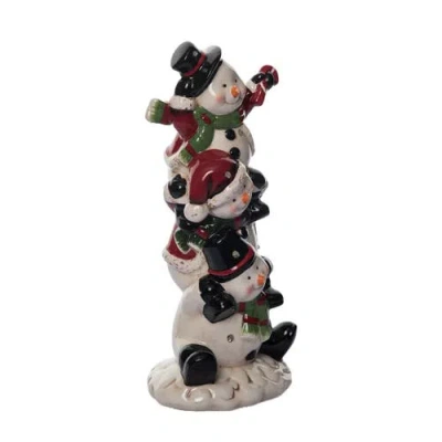 Transpac Dolomite Light Up Stacked Snowmen Decor With Music For Christmas In Multi