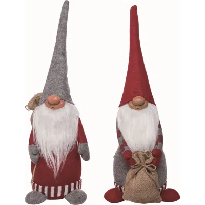 Transpac Plush Gnome Sack Set Of 2 Christmas Home Decorations In Multi