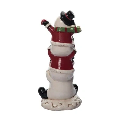Transpac Dolomite Light Up Stacked Snowmen Decor With Music For Christmas In Multi
