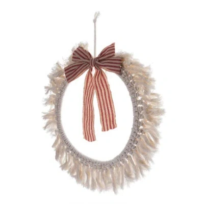 Transpac Sand Christmas Macrame Wreath Modern Floral Wreath For Decor In White