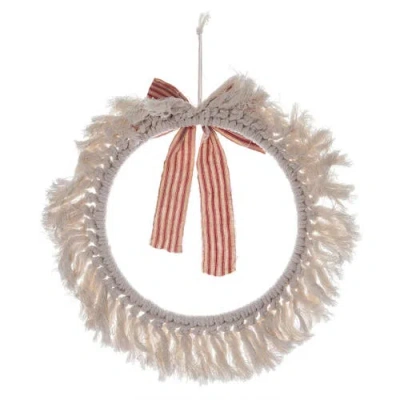 Transpac Sand Christmas Macrame Wreath Modern Floral Wreath For Decor In White