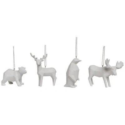 Transpac Resin Geometric Deer Ornament Set Of Christmas Decorations In Silver