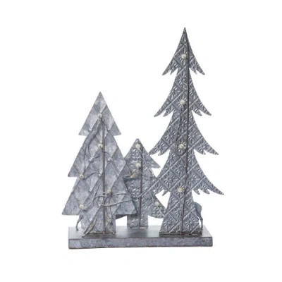 Transpac Silver Metal Light Up Rustic Christmas Scene Decor Tree Sculpture In Silver