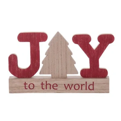 Transpac Multicolor Rustic Joy To The World Christmas Decor Figurine In Red