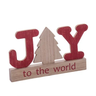 Transpac Multicolor Rustic Joy To The World Christmas Decor Figurine In Red