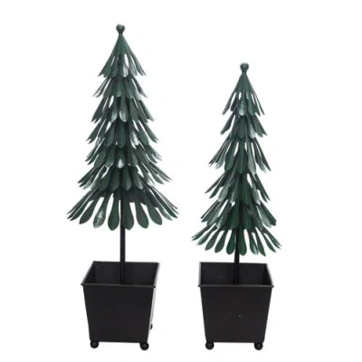 Transpac Multicolor Metal Christmas Tree In Green