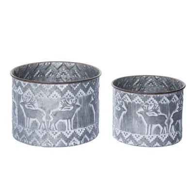 Transpac Metal Gray Christmas Rustic Reindeer Container Set Of 2 In Gray