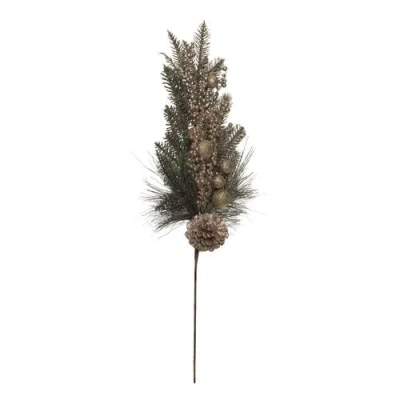 Transpac Multicolor Christmas Pine Spray With Golden Accents For Decor In Multi