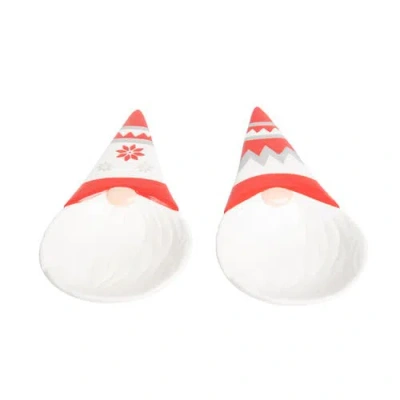Transpac Ceramic Christmas Gnome Spoon Resin Set Of 2 Home Decorations In White