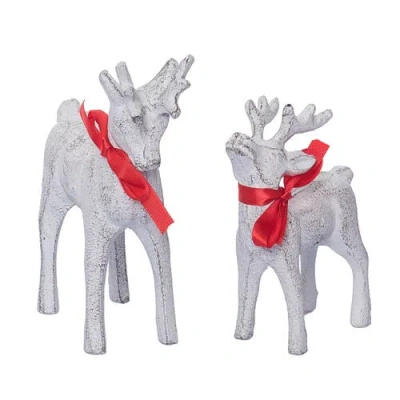 Transpac Off White Metal Reindeer Set Of 2 Christmas Decor Figurines In White