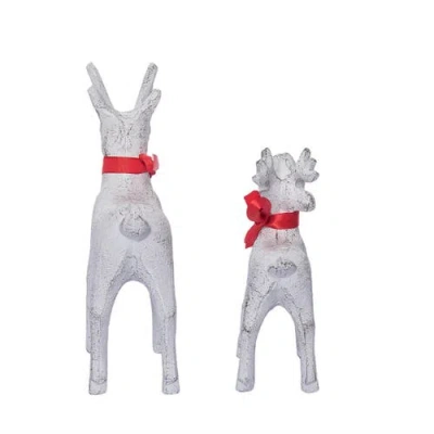 Transpac Off White Metal Reindeer Set Of 2 Christmas Decor Figurines In White