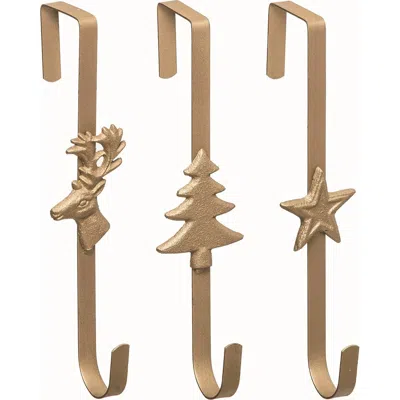 Transpac Metal Christmas Icon Wreath Holder Set Of Three Decorations In Gold