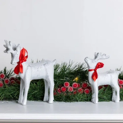 Transpac Off White Metal Reindeer Set Of 2 Christmas Decor Figurines In White