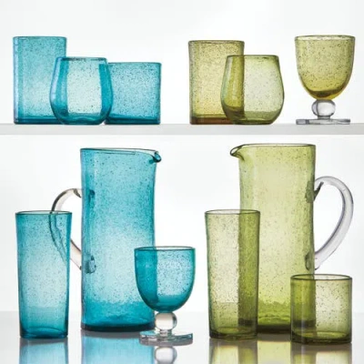 Tag Bubble Glass Stemless Wine Glass For Parents Gift In Blue