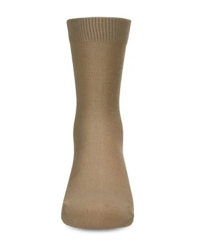 Memoi Kid's Basic Soft Rayon Crew Socks In Brown