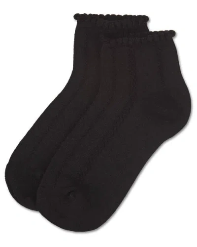 Memoi Kid's Rope Stitch Anklet Socks In Black