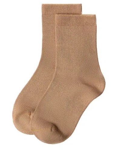 Memoi Kid's Basic Soft Rayon Crew Socks In Brown