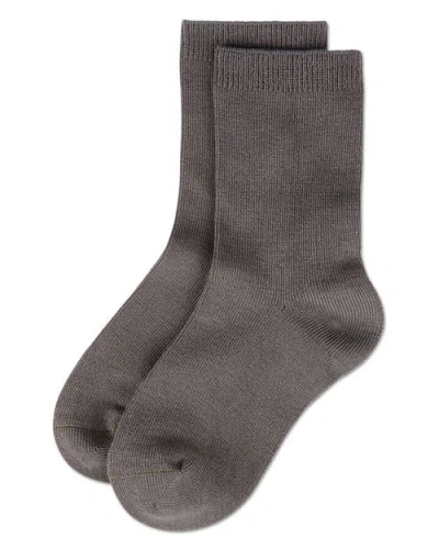 Memoi Kid's Basic Soft Rayon Crew Socks In Gray