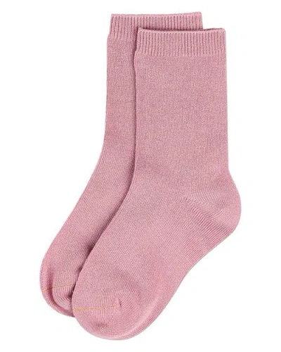 Memoi Kid's Basic Soft Rayon Crew Socks In Pink
