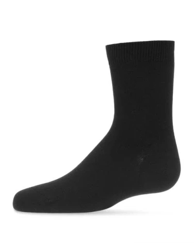 Memoi Kid's Basic Soft Rayon Crew Socks In Black