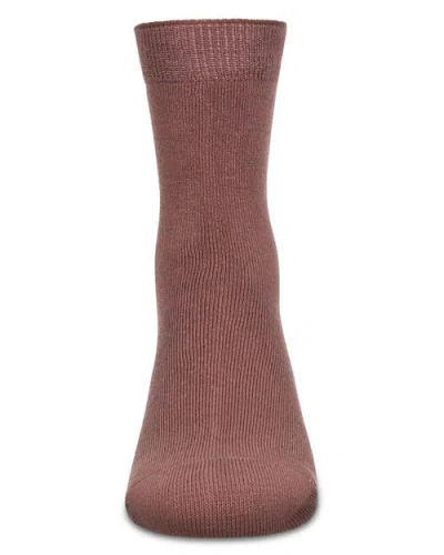 Memoi Kid's Basic Soft Rayon Crew Socks In Brown