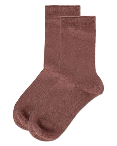 Memoi Kid's Basic Soft Rayon Crew Socks In Brown