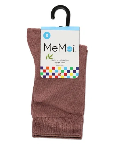 Memoi Kid's Basic Soft Rayon Crew Socks In Brown