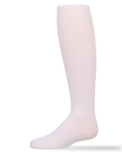 Memoi Opaque Fine Ribbed Nylon Tights In Pink
