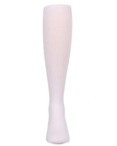 Memoi Opaque Fine Ribbed Nylon Tights In Pink