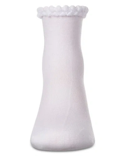 Memoi Bubble Stitch Welt Anklet Socks In White