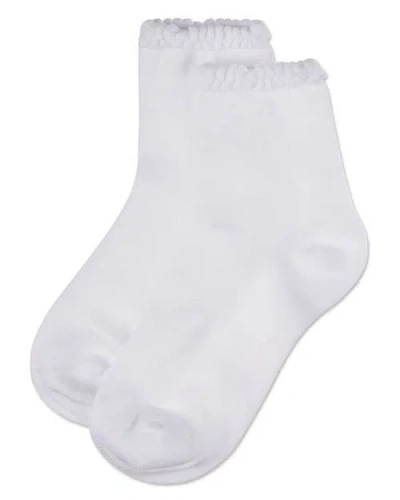 Memoi Bubble Stitch Welt Anklet Socks In White