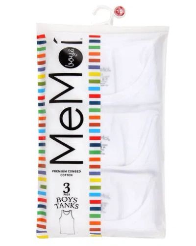 Memoi Kid's Sleeveless Cotton Tank 3-pack In White