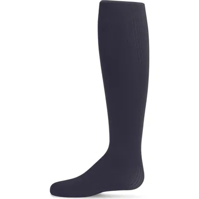 Memoi Opaque Fine Ribbed Nylon Tights In Blue