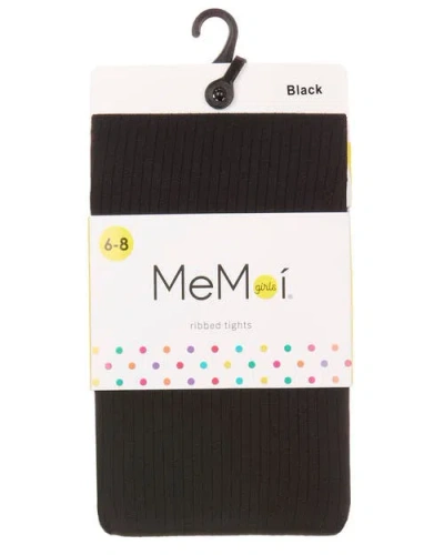 Memoi Opaque Fine Ribbed Nylon Tights In Black