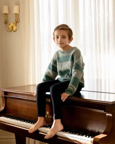 Minimoi Kid's 2-tone Striped Cotton Pullover Sweater In Blue