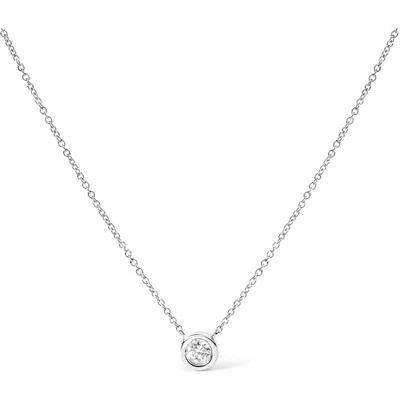 Haus Of Brilliance 10k Gold 1/5 Cttw Diamond Bezel-set Solitaire Pendant Necklace In Metallic